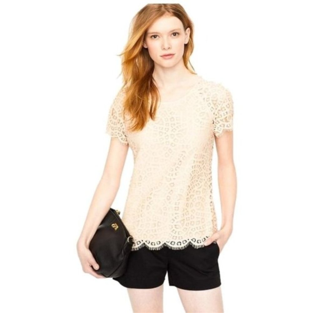 J. Crew factory beige Raindrop Lace blouse